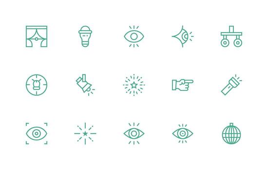 15 Icons for Spotlight in Regular Line Format Simple Icons for Interface and Wireframes vector