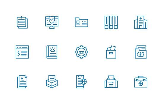 Regular Line Icons from Records Set with 15 Vectors Layout Icon Collection