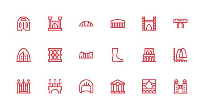 fuerte carrera línea estilo arco íconos con 18 vectores escalable íconos para multiplataforma interfaces