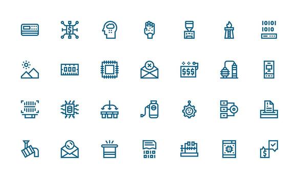28 negrita línea diseños para Procesando íconos simplificado icono paquete para visual herramientas vector