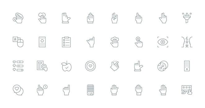 Select Visual Pack containing 32 Thin Line Icons Neat Icon Set vector