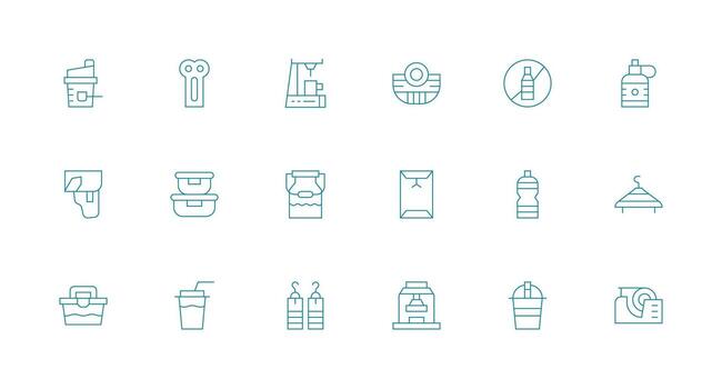 Minimal Line Style Plastic Icons with 18 Vectors UI Icon Set