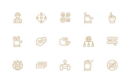 15 íconos para Interacción en regular línea formato monitor icono paquete vector