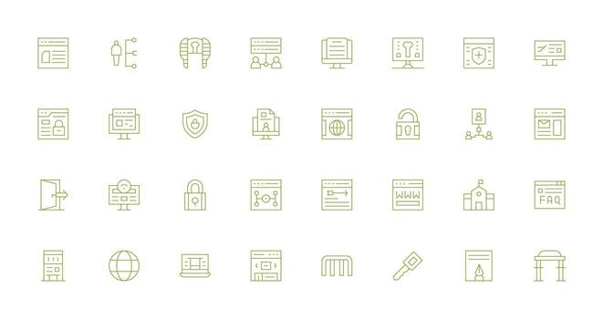 32 Thin Line Style Icons from Portal Collection Essential Icon Set for Teams vector