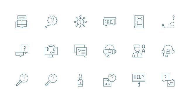 18 Minimal Line Icons for Faq Graphics Balanced Icon Set for Functional Design vector