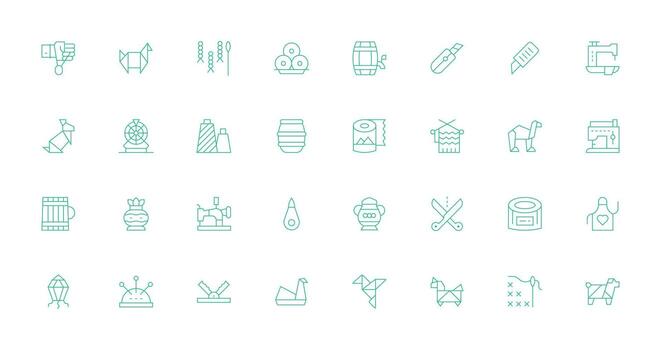 arte presentando 32 íconos en Delgado línea diseño equilibrado icono conjunto para funcional diseño vector