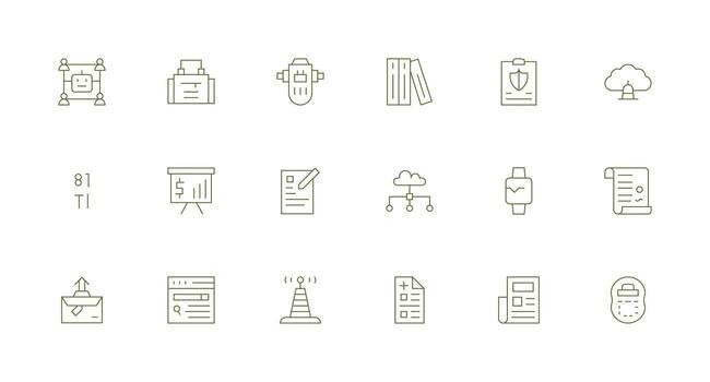 18 mínimo línea íconos para datos gráficos esencial íconos para rápido ui edificio vector