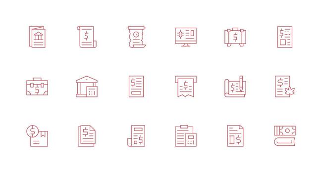 Ledger Design Icons featuring 18 in Minimal Line Style Multi-Style Icon Collection vector
