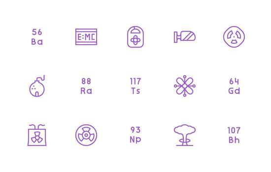 Nuclear Icon Set with 15 Regular Line Graphics Modern Line and Glyph Icon Series vector