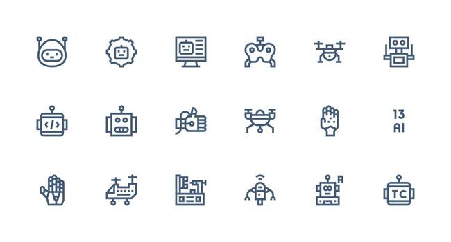 Strong Stroke Line Icons from Robotics Set with 18 Vectors Multi-Purpose Icon Pack for Templates