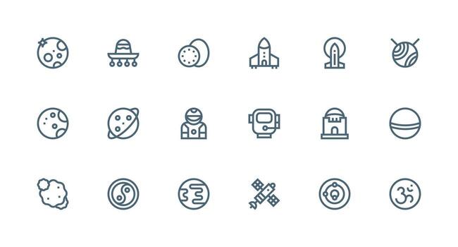 18 Strong Stroke Line Icons for Universe Graphics User Interface Icons for Digital Products vector