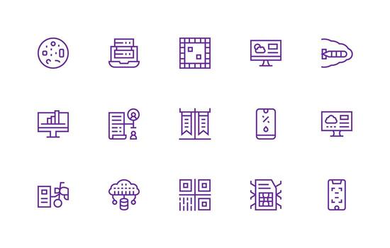 15 regular línea diseños para digital datos íconos mínimo icono conjunto para interfaz proyectos vector