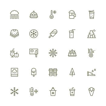 Medium Stroke Outline Icons from Cold Set with 25 Vectors Optimized Icon Pack for Digital Products