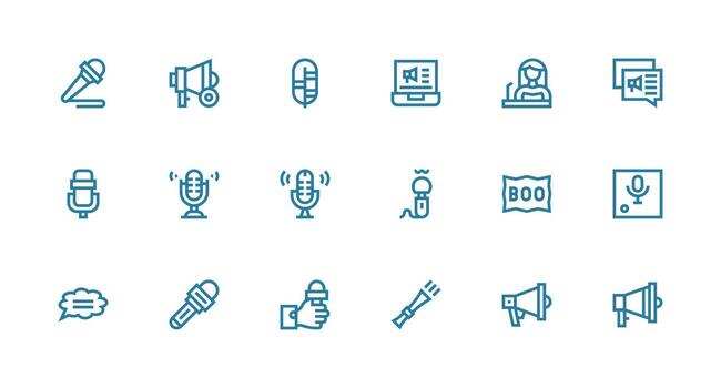 Speech Icon Collection with 18 Strong Stroke Line Designs Clean Icon Collection for Web Use vector
