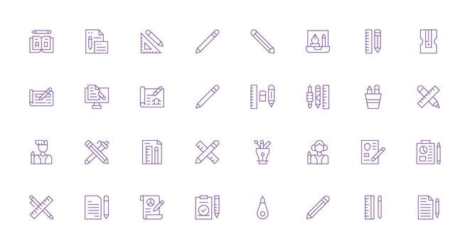 32 Icons for Pencil in Thin Line Format Scalable Icons for All Themes vector