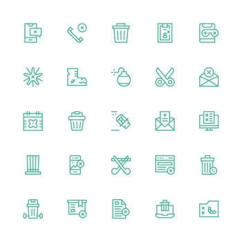 25 Medium Stroke Outline Icons for Delete Graphics Scalable Icons for All Themes vector