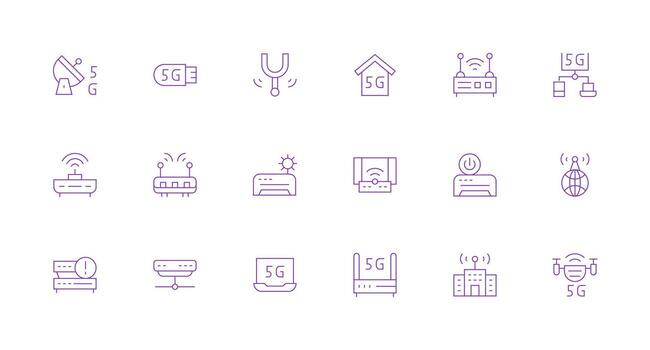 Modem Design Icons featuring 18 in Minimal Line Style Interface Icon Collection for Daily Projects vector