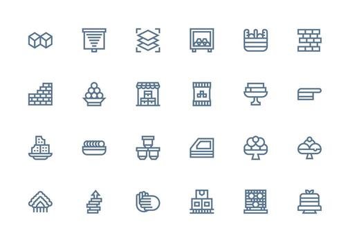 24 Icons for Stacked in Thick Line Line Format Clear and Concise Icon Set Collection vector