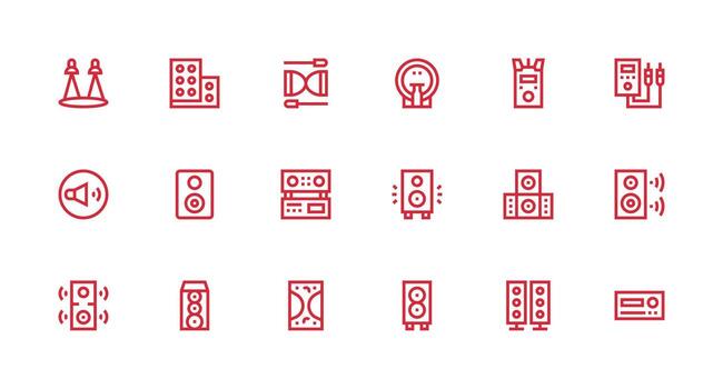 Amplifier Icon Set with 18 Strong Stroke Line Graphics Versatile Icon Collection for Designers vector