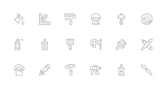 18 mínimo línea estilo íconos desde pintar colección completar icono conjunto para móvil aplicaciones vector