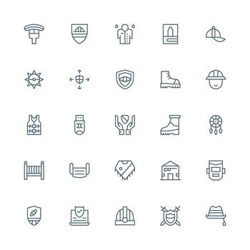 Medium Stroke Outline Style Protection Icons with 25 Vectors Essential Icons for Rapid UI Building
