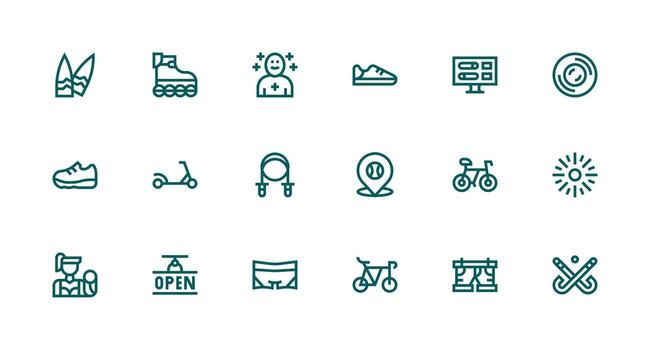 activo presentando 18 íconos en fuerte carrera línea diseño multi-estilo icono colección vector