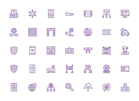 acceso icono conjunto con 35 regular limpiar línea gráficos estándar icono paquete vector