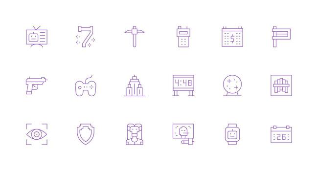 Minimal Line Style Pixelated Icons with 18 Vectors Scalable Icons for All Themes