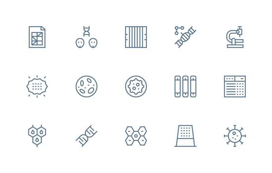 Cells Set with 15 Regular Line Icons Interface Icons for Daily Use vector