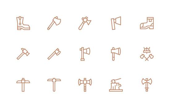 15 regular línea vectores para leñador tema alta resolución íconos para ninguna plataforma