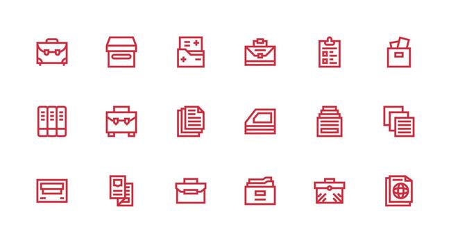 Strong Stroke Line Icons from Documents Set with 18 Vectors Universal Icon Pack