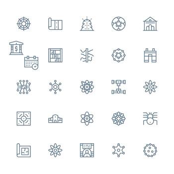Schematic featuring 25 Icons in Medium Stroke Outline Design Icon Set for Web vector