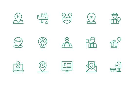 15 ruta íconos en regular línea estético flexible icono sistema para web interfaces vector