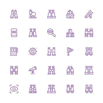 25 observación íconos en medio carrera contorno estético rápido acceso íconos para ui desarrollo vector