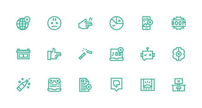 Fail Icon Set with 18 Strong Stroke Line Graphics Lightweight Icon Series for Fast Prototypes vector