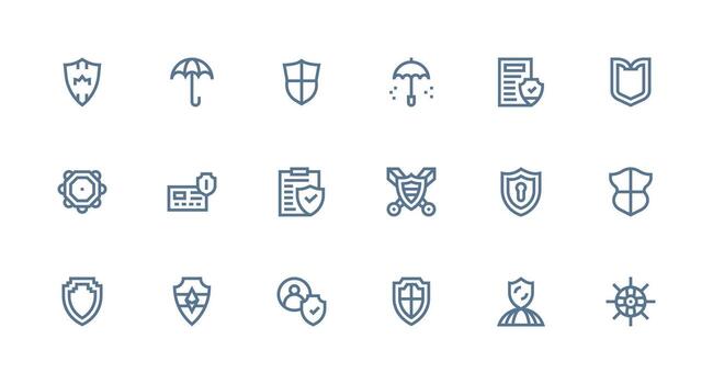 Safeguard Icon Set with 18 Strong Stroke Line Graphics Quick Access Icons for UI Development vector