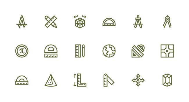 geometría diseño íconos presentando 18 en fuerte carrera línea estilo icono conjunto para aplicaciones vector