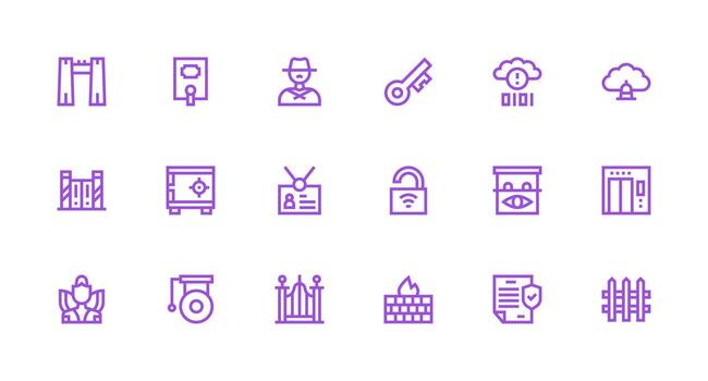 Strong Stroke Line Icons from Security Set with 18 Vectors Simple Icon Pack