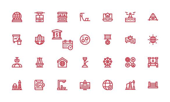 Platform Icon Set with 28 Bold Line Graphics Smart Icon Collection vector
