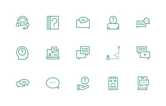 apoyo solicitud conjunto con 15 regular línea íconos línea icono colección vector