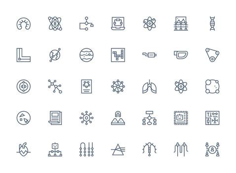 diagrama icono conjunto con 35 regular limpiar línea gráficos icono conjunto vector