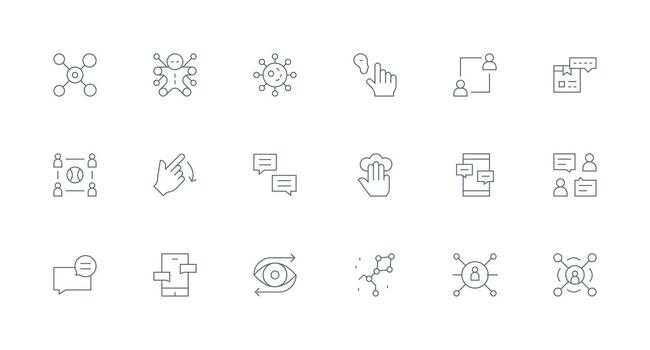 Interaction featuring 18 Icons in Minimal Line Design Flexible Icon System for Web Interfaces vector