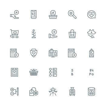 25 íconos para articulo en medio carrera contorno formato basado en temas icono paquete vector