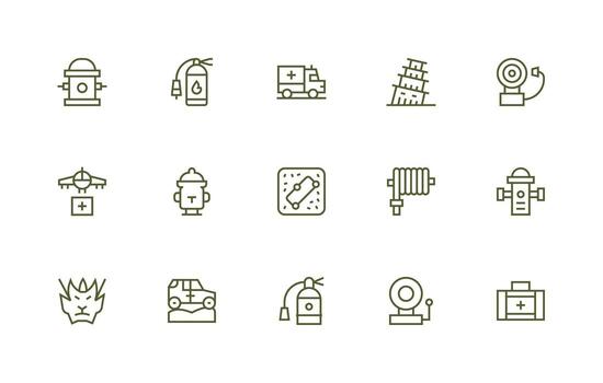 Emergency Response featuring 15 Icons in Regular Line Design Light Icon Series vector