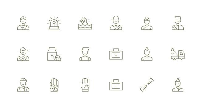 Accident Icon Set with 18 Minimal Line Graphics Web and App Icon Pack Collection vector