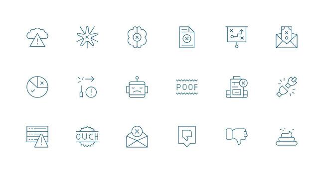 Failure Icon Collection with 18 Minimal Line Designs Sharp Icons for Presentations vector