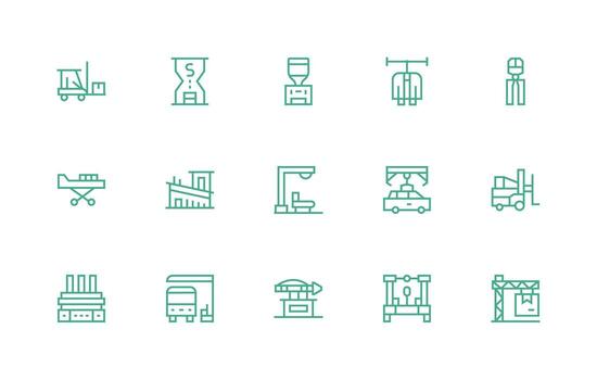 Regular Line Style Unloading Icons with 15 Vectors Responsive Icon Set for Flexible Layouts