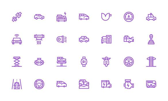 Automobile Set with 28 Bold Line Icons Functional Icon Series vector