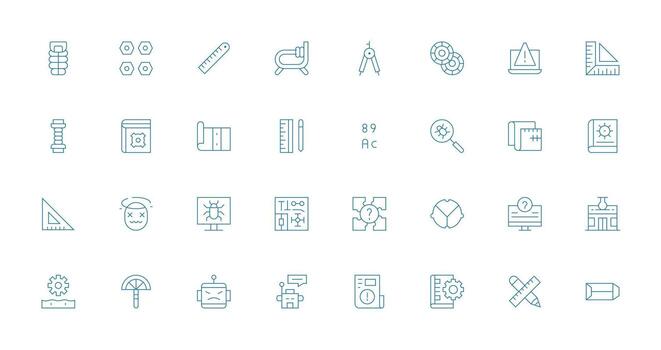 32 Thin Line Vectors for Technical Theme Dashboard Icon Series