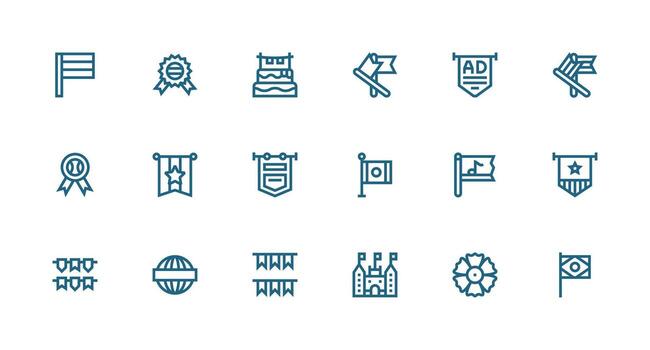 Banner Set with 18 Strong Stroke Line Icons Clear and Concise Icon Set Collection vector